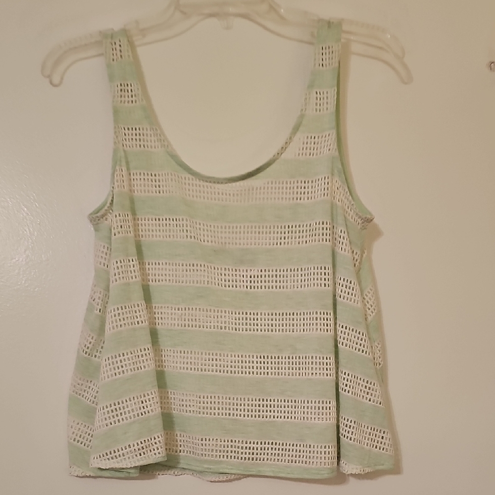 Striped Green and White Women's Top